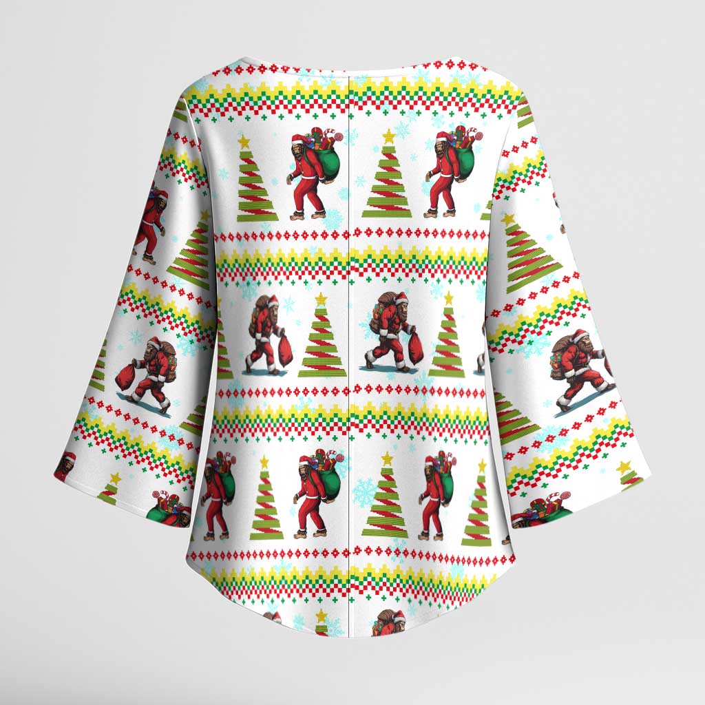 Amazing Bigfoot Christmas Kimono Sleeve Blouse Xmas Holiday Patterns - Wonder Print Shop