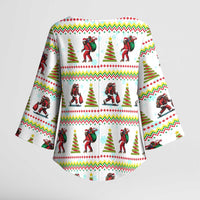 Amazing Bigfoot Christmas Kimono Sleeve Blouse Xmas Holiday Patterns - Wonder Print Shop