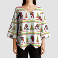 Amazing Bigfoot Christmas Kimono Sleeve Blouse Xmas Holiday Patterns - Wonder Print Shop