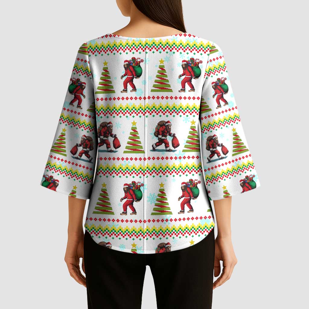 Amazing Bigfoot Christmas Kimono Sleeve Blouse Xmas Holiday Patterns - Wonder Print Shop