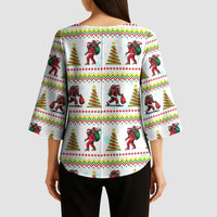 Amazing Bigfoot Christmas Kimono Sleeve Blouse Xmas Holiday Patterns - Wonder Print Shop