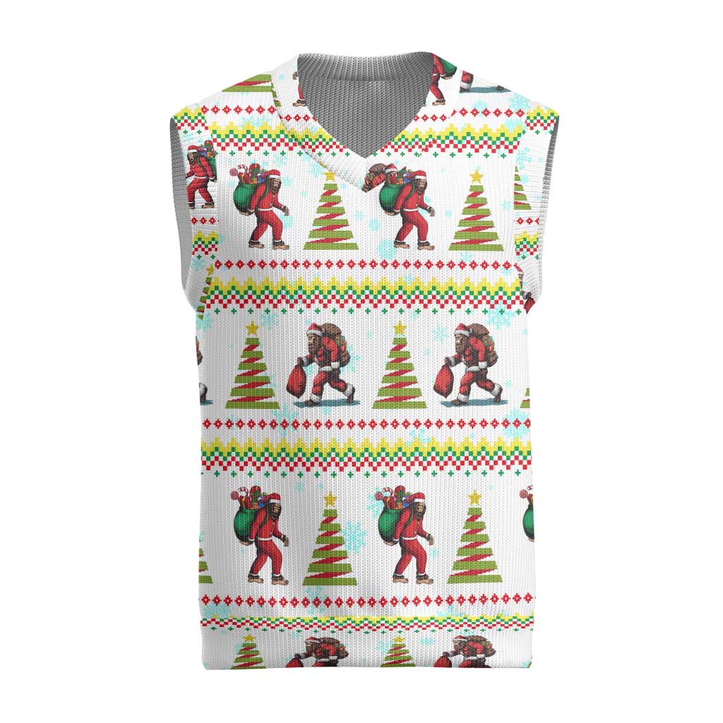 Amazing Bigfoot Christmas Knitted V-Neck Vest Xmas Holiday Patterns - Wonder Print Shop