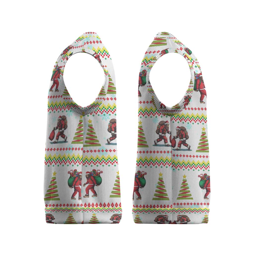 Amazing Bigfoot Christmas Knitted V-Neck Vest Xmas Holiday Patterns - Wonder Print Shop