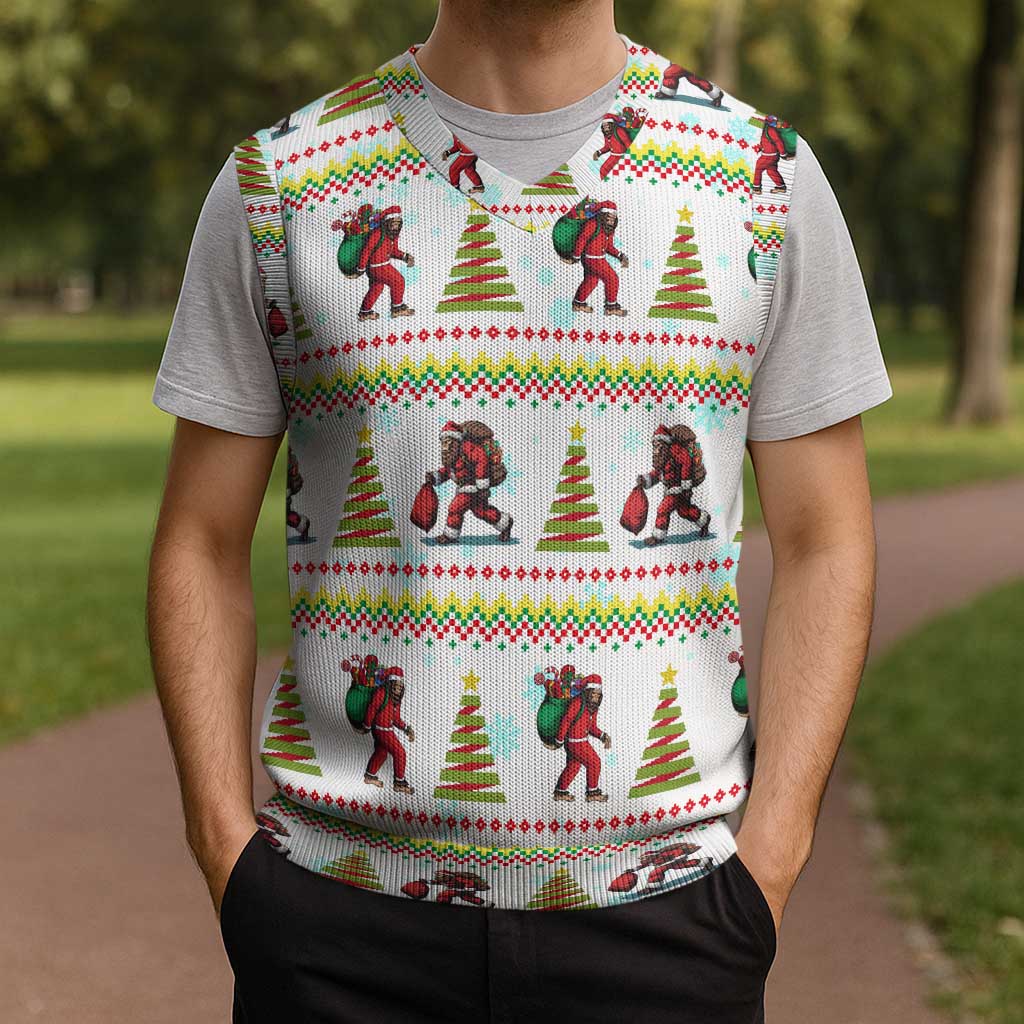 Amazing Bigfoot Christmas Knitted V-Neck Vest Xmas Holiday Patterns - Wonder Print Shop