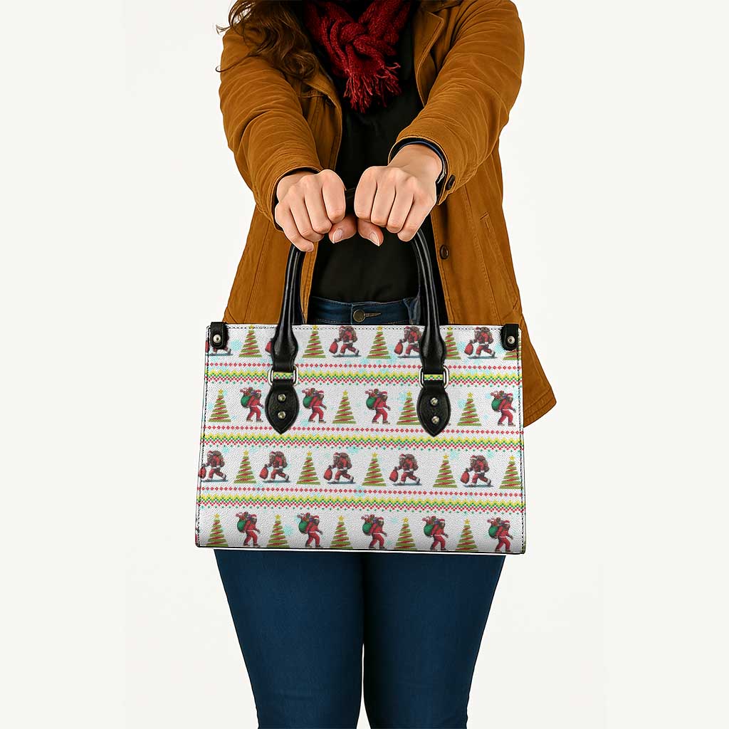 Amazing Bigfoot Christmas Leather Bag Xmas Holiday Patterns - Wonder Print Shop