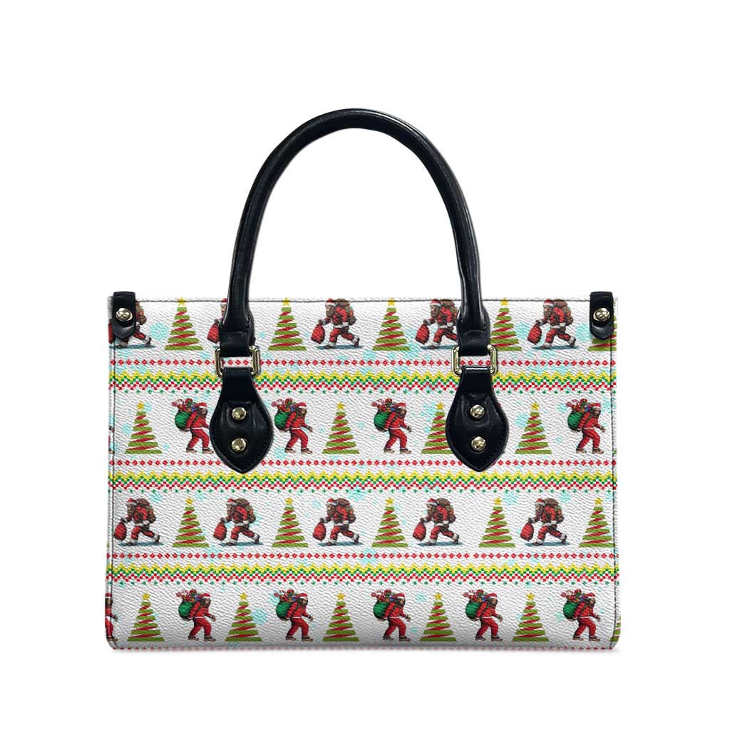 Amazing Bigfoot Christmas Leather Bag Xmas Holiday Patterns - Wonder Print Shop