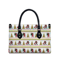 Amazing Bigfoot Christmas Leather Bag Xmas Holiday Patterns - Wonder Print Shop