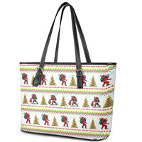 Amazing Bigfoot Christmas Leather Tote Bag Xmas Holiday Patterns - Wonder Print Shop
