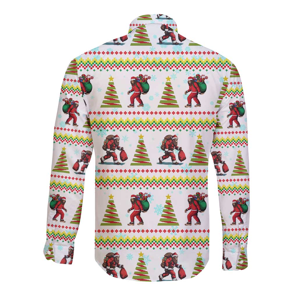 Amazing Bigfoot Christmas Long Sleeve Button Shirt Xmas Holiday Patterns - Wonder Print Shop