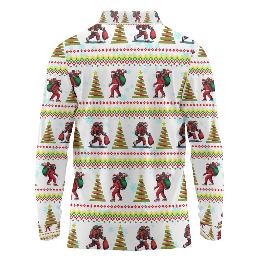 Amazing Bigfoot Christmas Long Sleeve Polo Shirt Xmas Holiday Patterns - Wonder Print Shop
