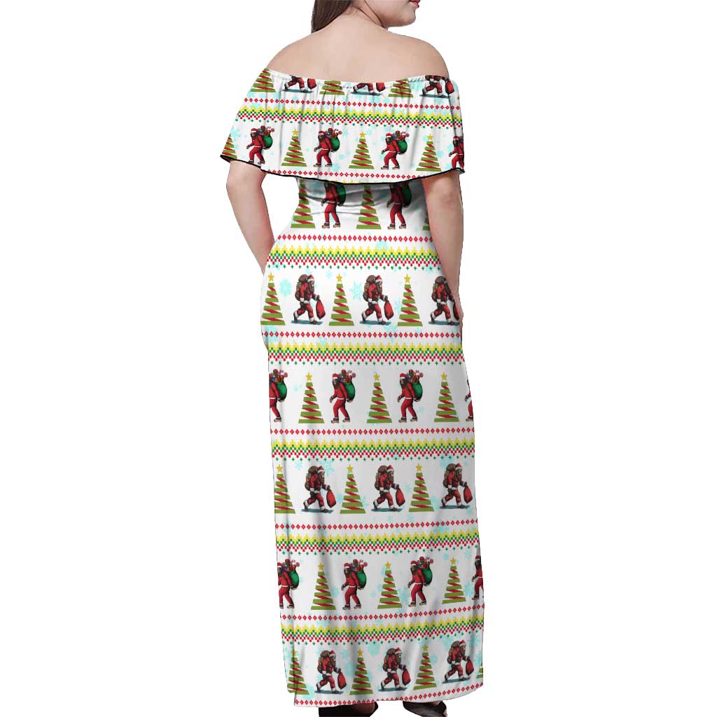 Amazing Bigfoot Christmas Off Shoulder Maxi Dress Xmas Holiday Patterns - Wonder Print Shop