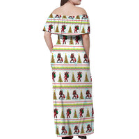 Amazing Bigfoot Christmas Off Shoulder Maxi Dress Xmas Holiday Patterns - Wonder Print Shop