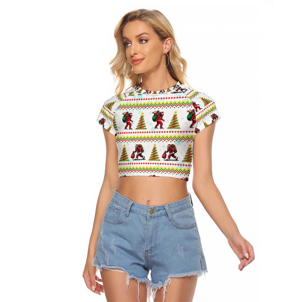 Amazing Bigfoot Christmas Raglan Cropped T Shirt Xmas Holiday Patterns - Wonder Print Shop