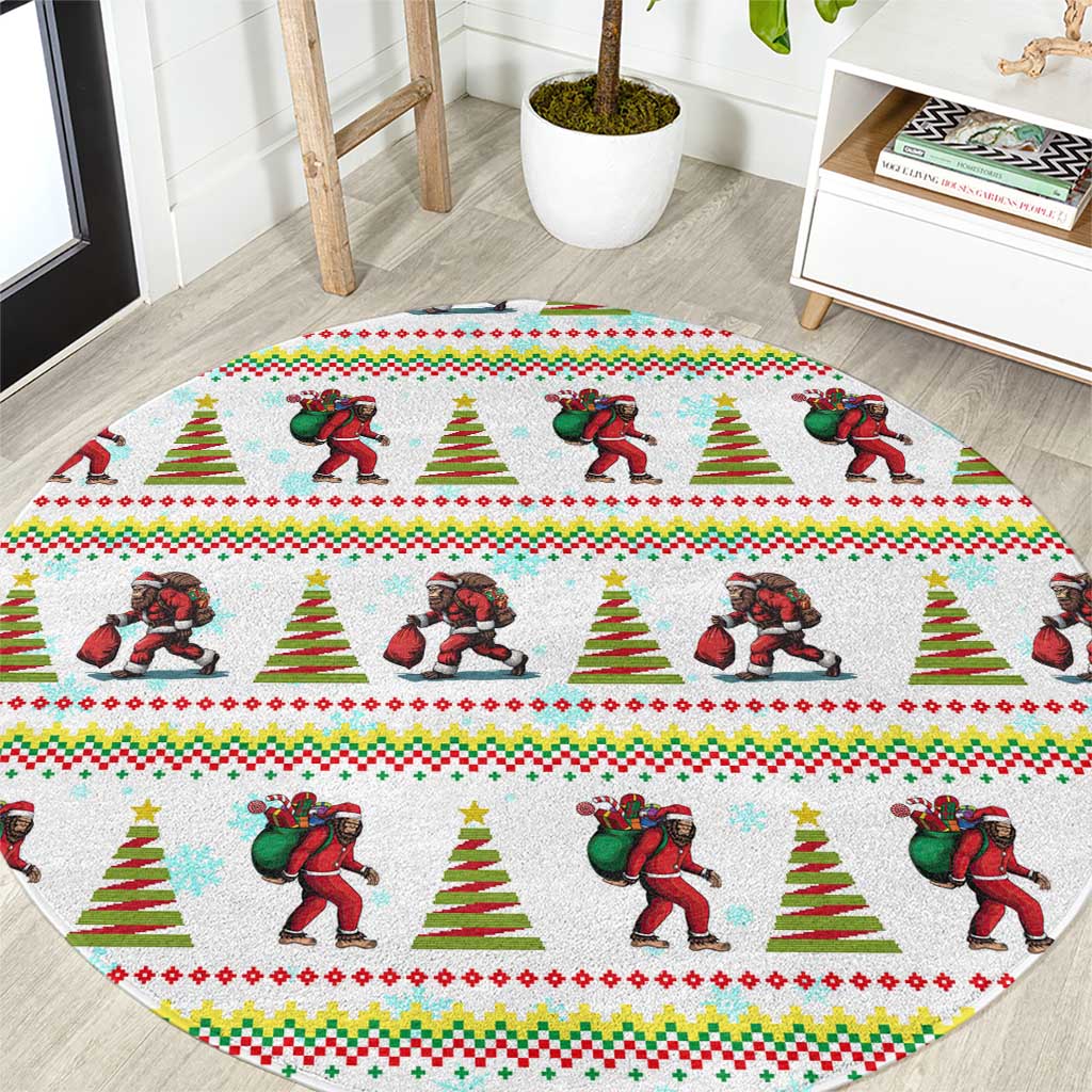 Amazing Bigfoot Christmas Round Carpet Xmas Holiday Patterns - Wonder Print Shop