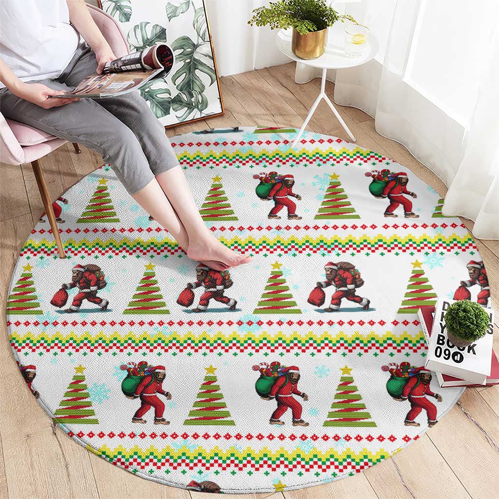 Amazing Bigfoot Christmas Round Carpet Xmas Holiday Patterns - Wonder Print Shop