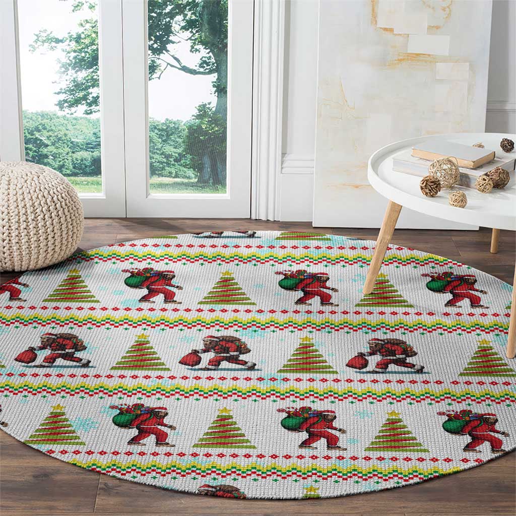 Amazing Bigfoot Christmas Round Carpet Xmas Holiday Patterns - Wonder Print Shop