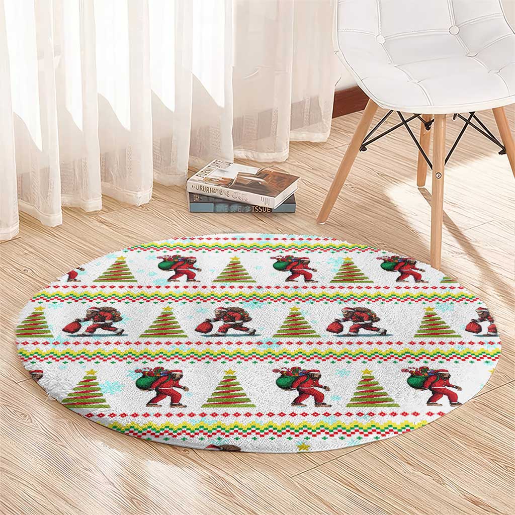 Amazing Bigfoot Christmas Round Carpet Xmas Holiday Patterns - Wonder Print Shop