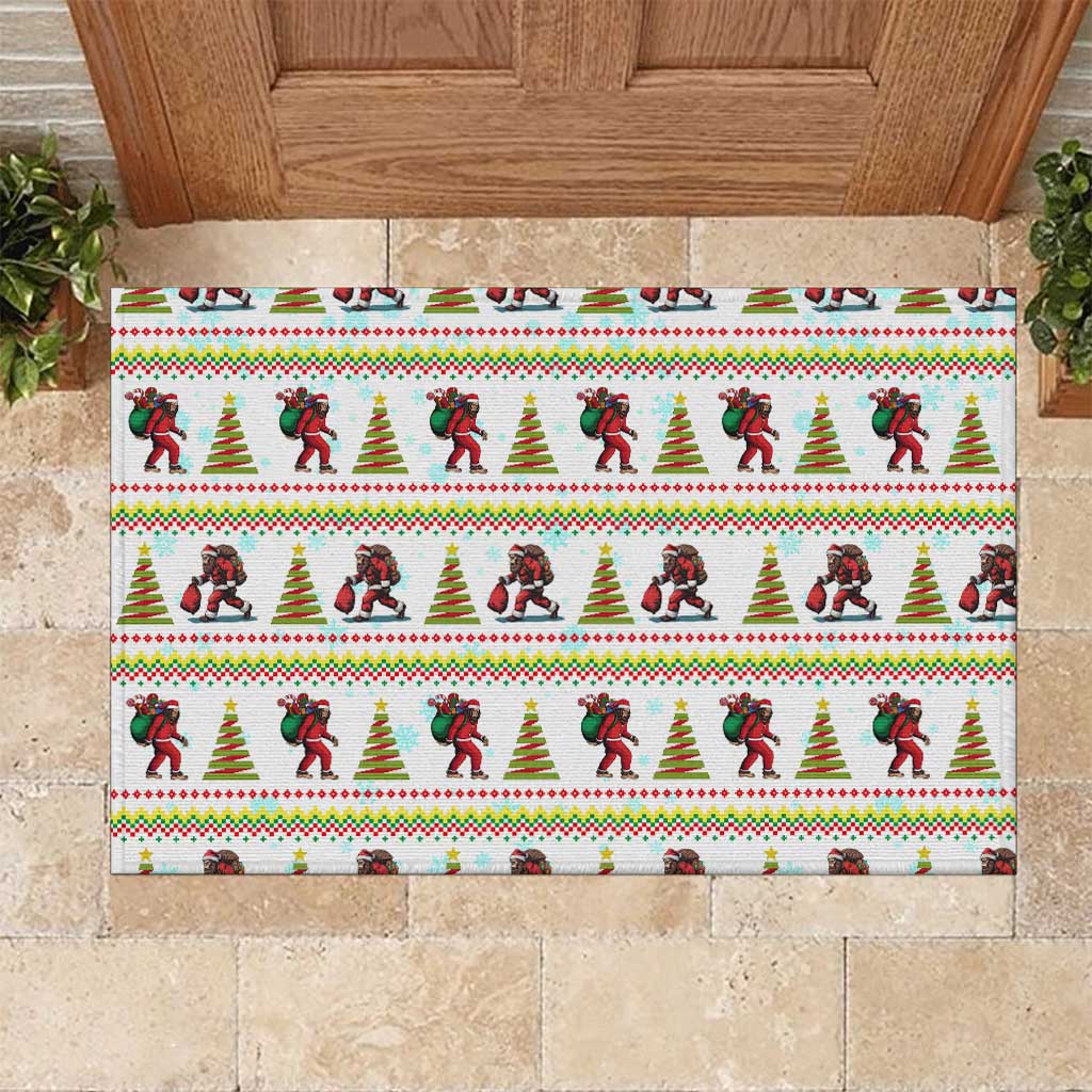 Amazing Bigfoot Christmas Rubber Doormat Xmas Holiday Patterns - Wonder Print Shop