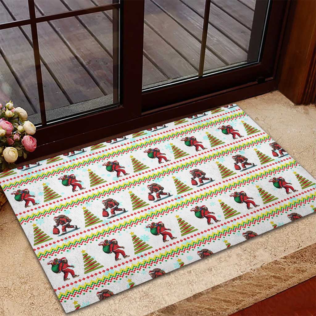 Amazing Bigfoot Christmas Rubber Doormat Xmas Holiday Patterns - Wonder Print Shop