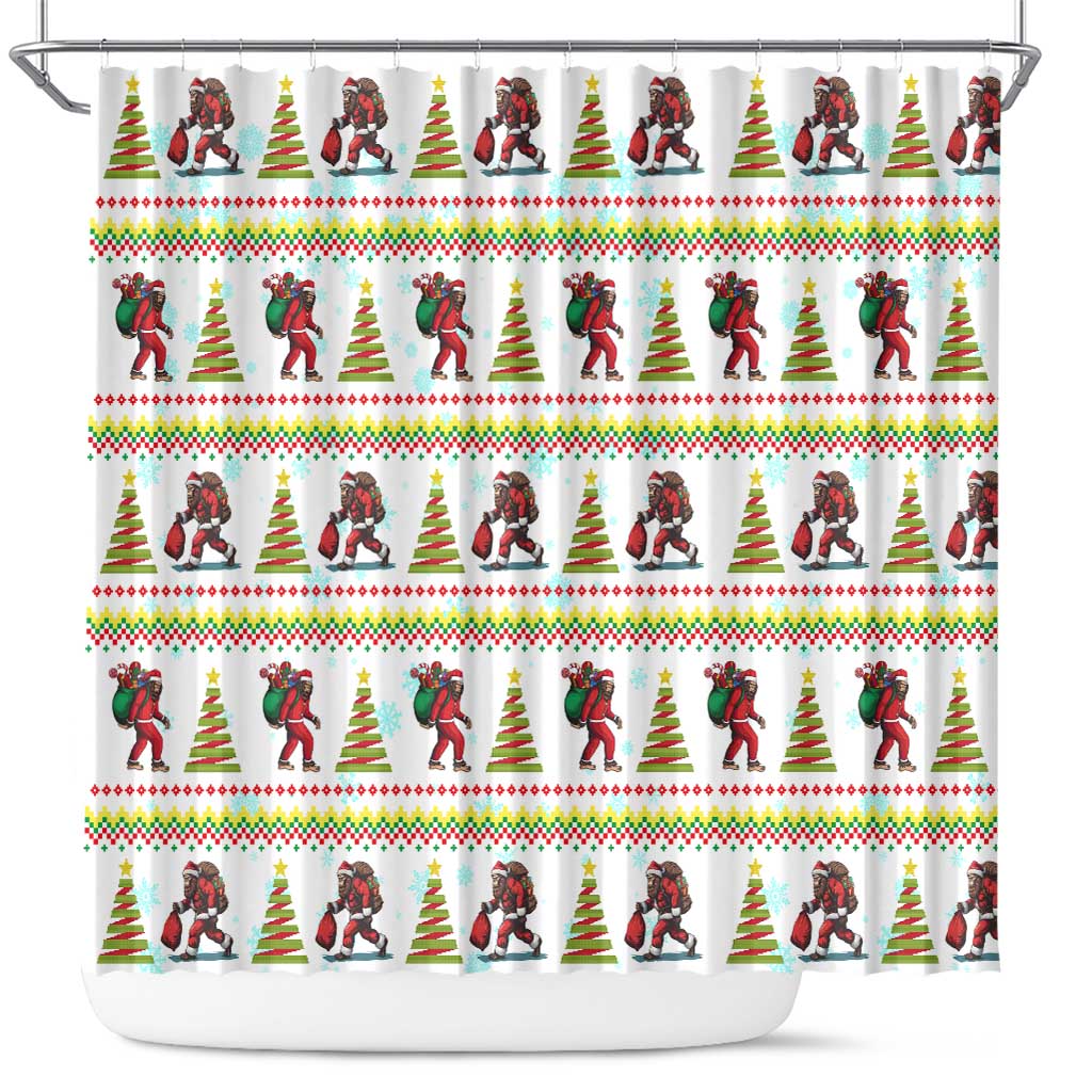 Amazing Bigfoot Christmas Shower Curtain Xmas Holiday Patterns - Wonder Print Shop
