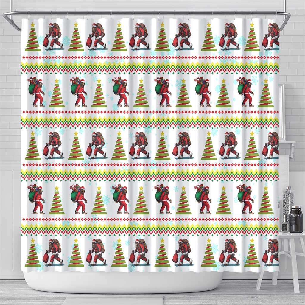 Amazing Bigfoot Christmas Shower Curtain Xmas Holiday Patterns - Wonder Print Shop