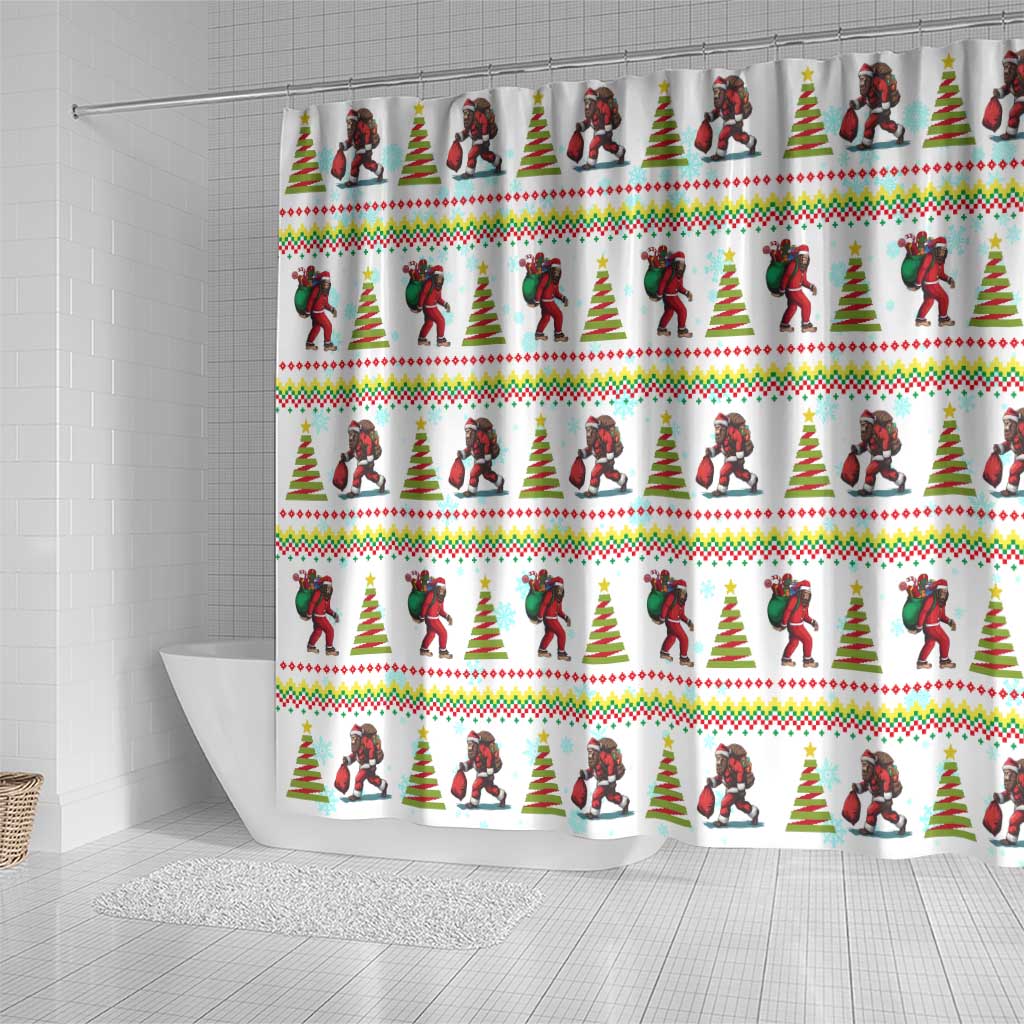 Amazing Bigfoot Christmas Shower Curtain Xmas Holiday Patterns - Wonder Print Shop