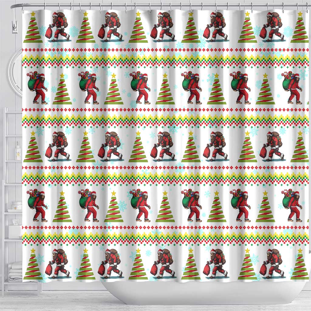 Amazing Bigfoot Christmas Shower Curtain Xmas Holiday Patterns - Wonder Print Shop