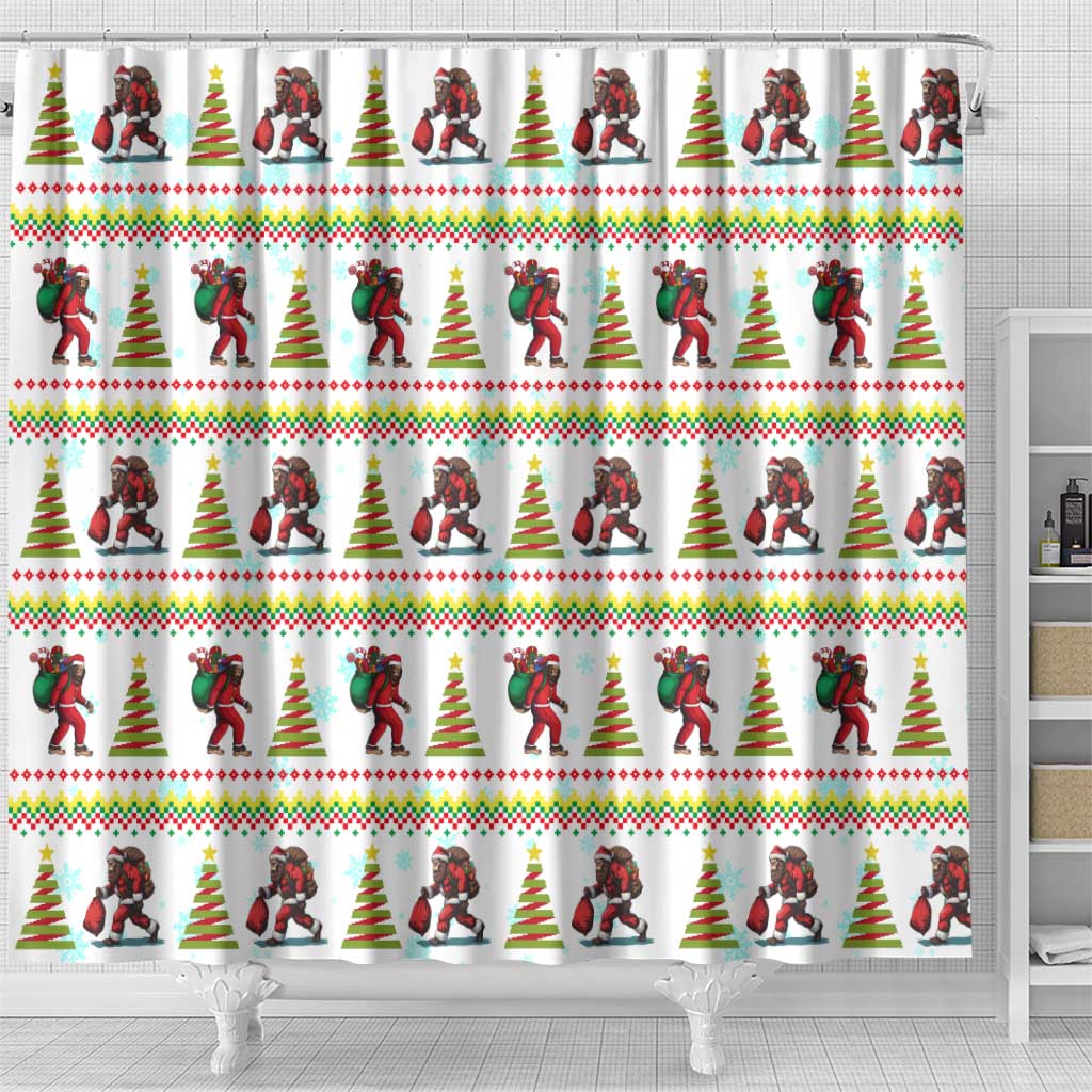 Amazing Bigfoot Christmas Shower Curtain Xmas Holiday Patterns - Wonder Print Shop