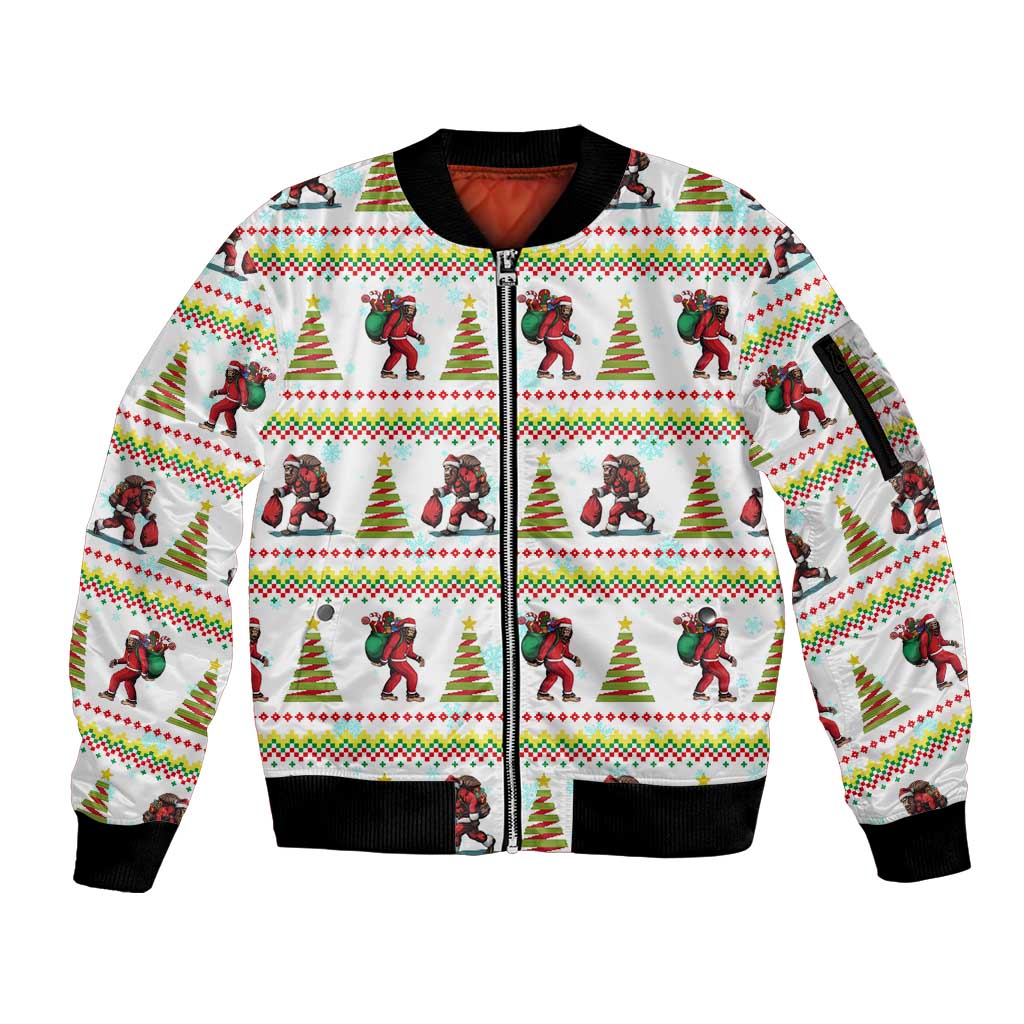 Amazing Bigfoot Christmas Sleeve Zip Bomber Jacket Xmas Holiday Patterns - Wonder Print Shop