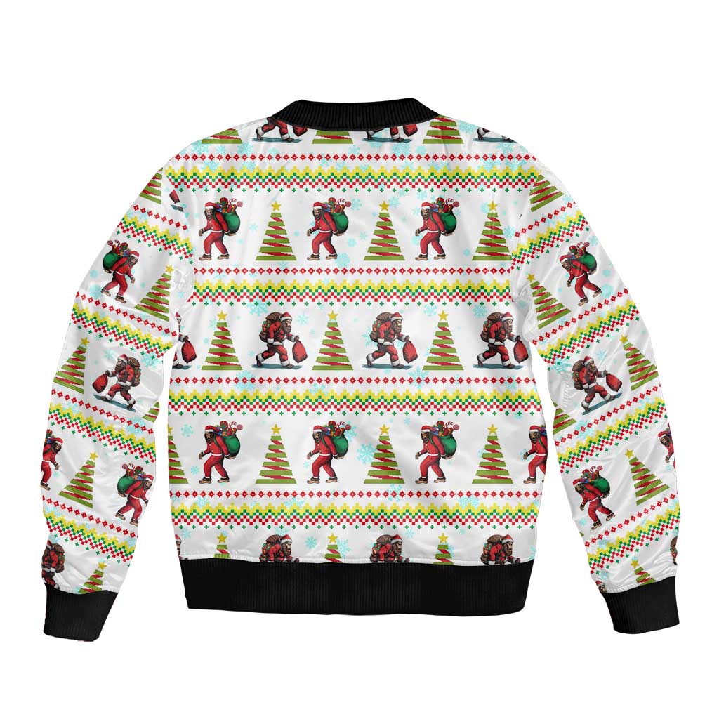 Amazing Bigfoot Christmas Sleeve Zip Bomber Jacket Xmas Holiday Patterns - Wonder Print Shop