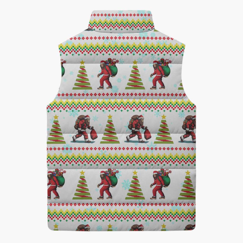 Amazing Bigfoot Christmas Sleeveless Puffer Jacket Xmas Holiday Patterns - Wonder Print Shop