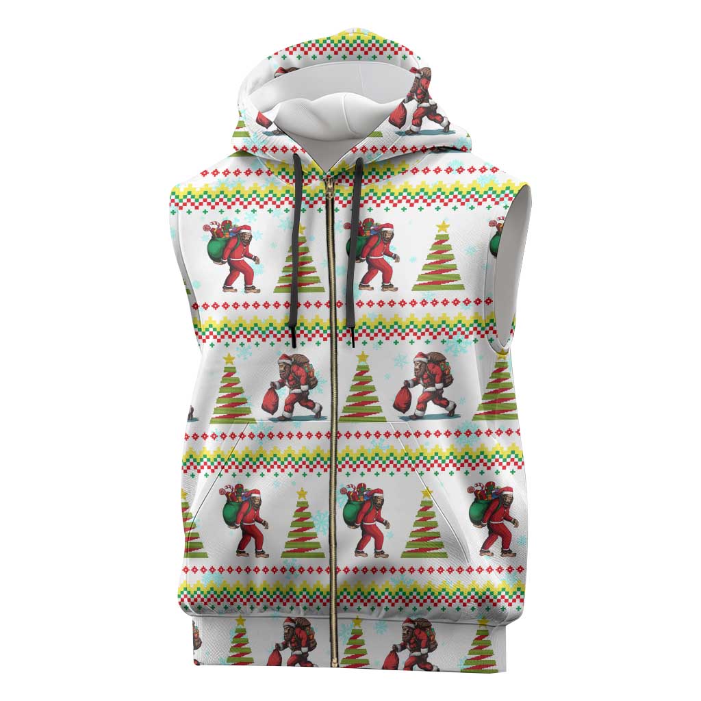 Amazing Bigfoot Christmas Sleeveless Zip Hoodie Xmas Holiday Patterns - Wonder Print Shop