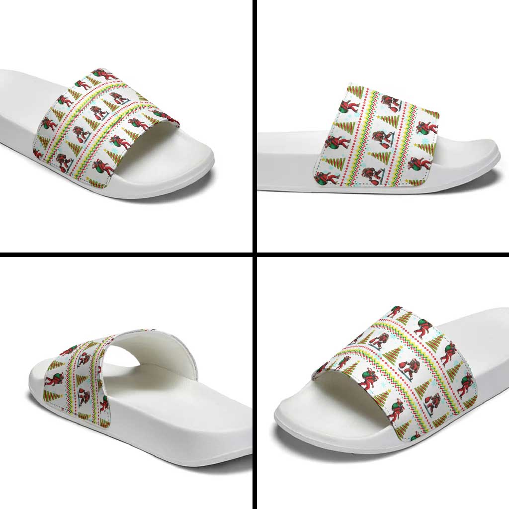 Amazing Bigfoot Christmas Slide Sandals Xmas Holiday Patterns - Wonder Print Shop