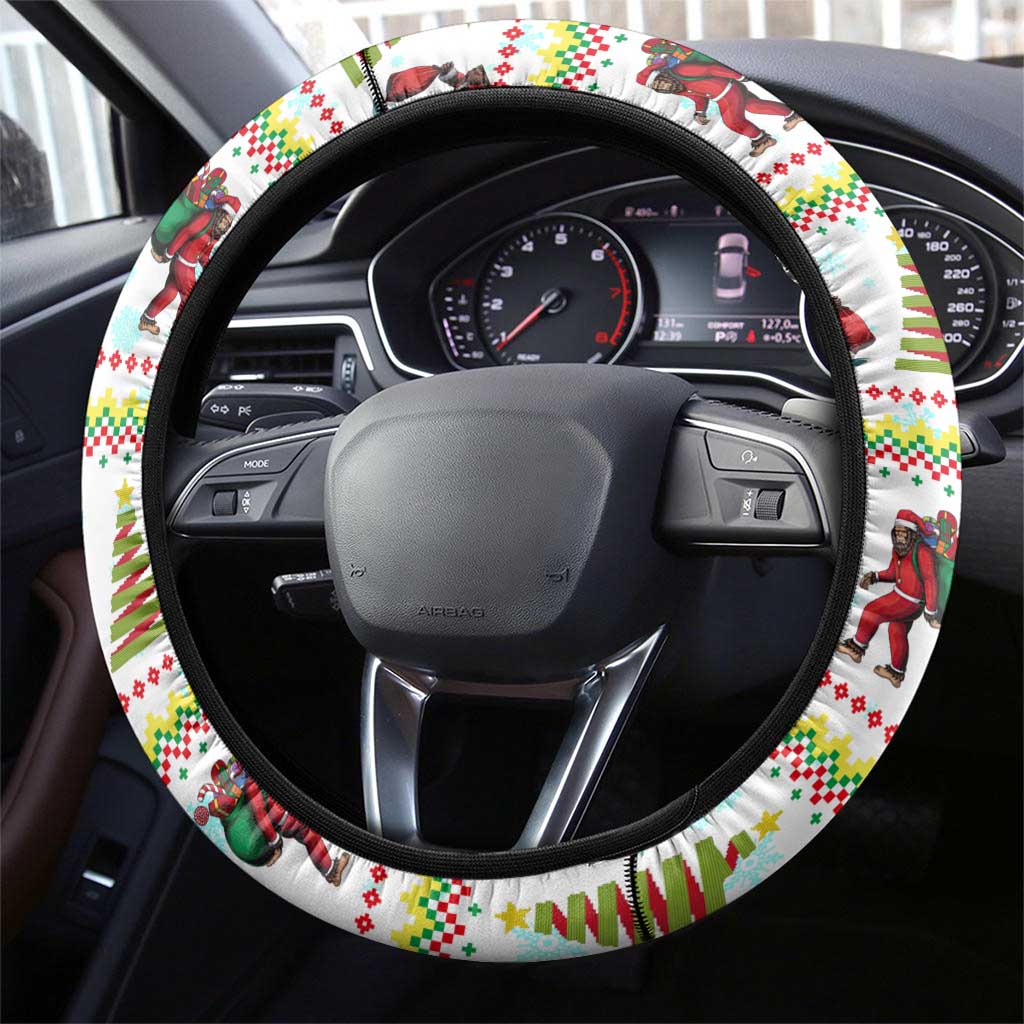 Amazing Bigfoot Christmas Steering Wheel Cover Xmas Holiday Patterns - Wonder Print Shop