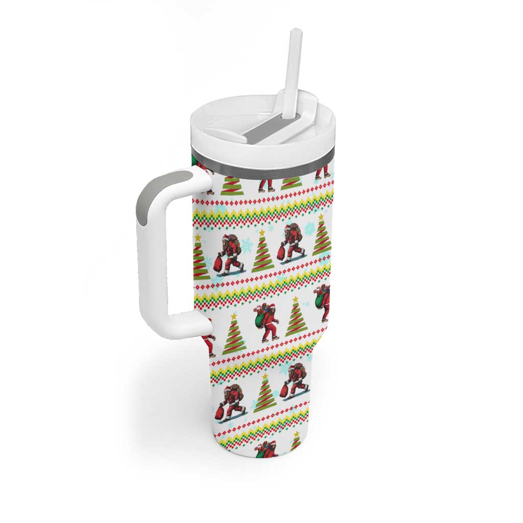 Amazing Bigfoot Christmas Tumbler With Handle Xmas Holiday Patterns - Wonder Print Shop