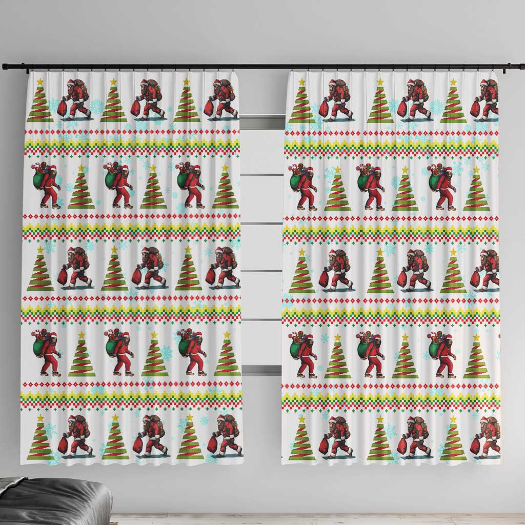 Amazing Bigfoot Christmas Window Curtain Xmas Holiday Patterns - Wonder Print Shop