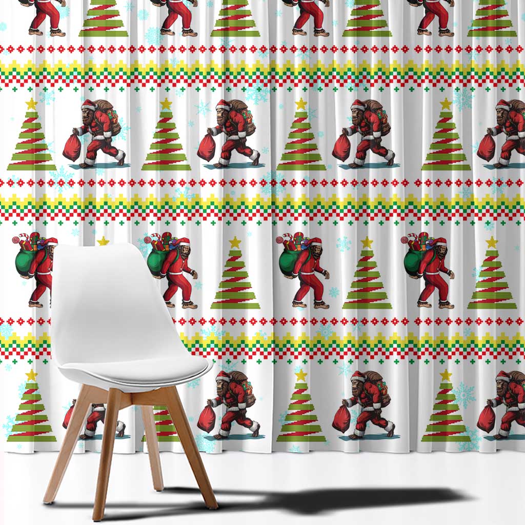 Amazing Bigfoot Christmas Window Curtain Xmas Holiday Patterns - Wonder Print Shop