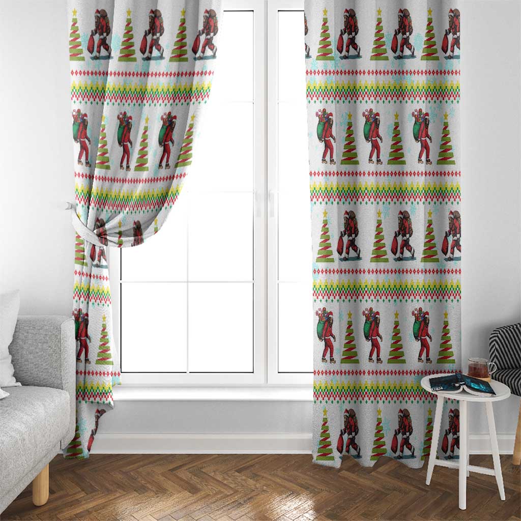 Amazing Bigfoot Christmas Window Curtain Xmas Holiday Patterns - Wonder Print Shop