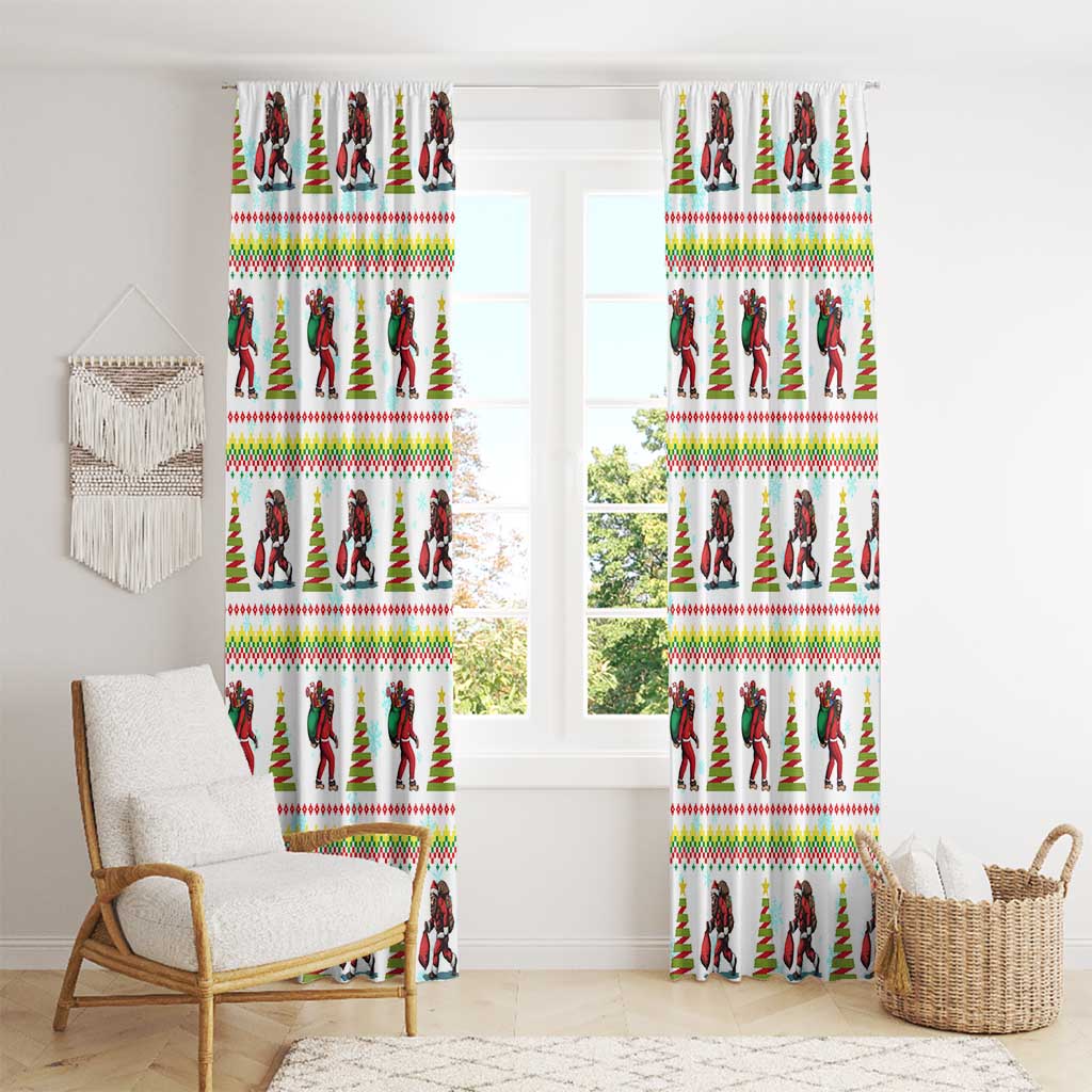 Amazing Bigfoot Christmas Window Curtain Xmas Holiday Patterns - Wonder Print Shop