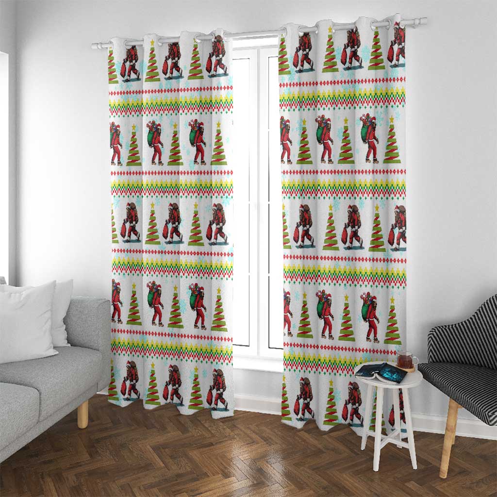 Amazing Bigfoot Christmas Window Curtain Xmas Holiday Patterns - Wonder Print Shop