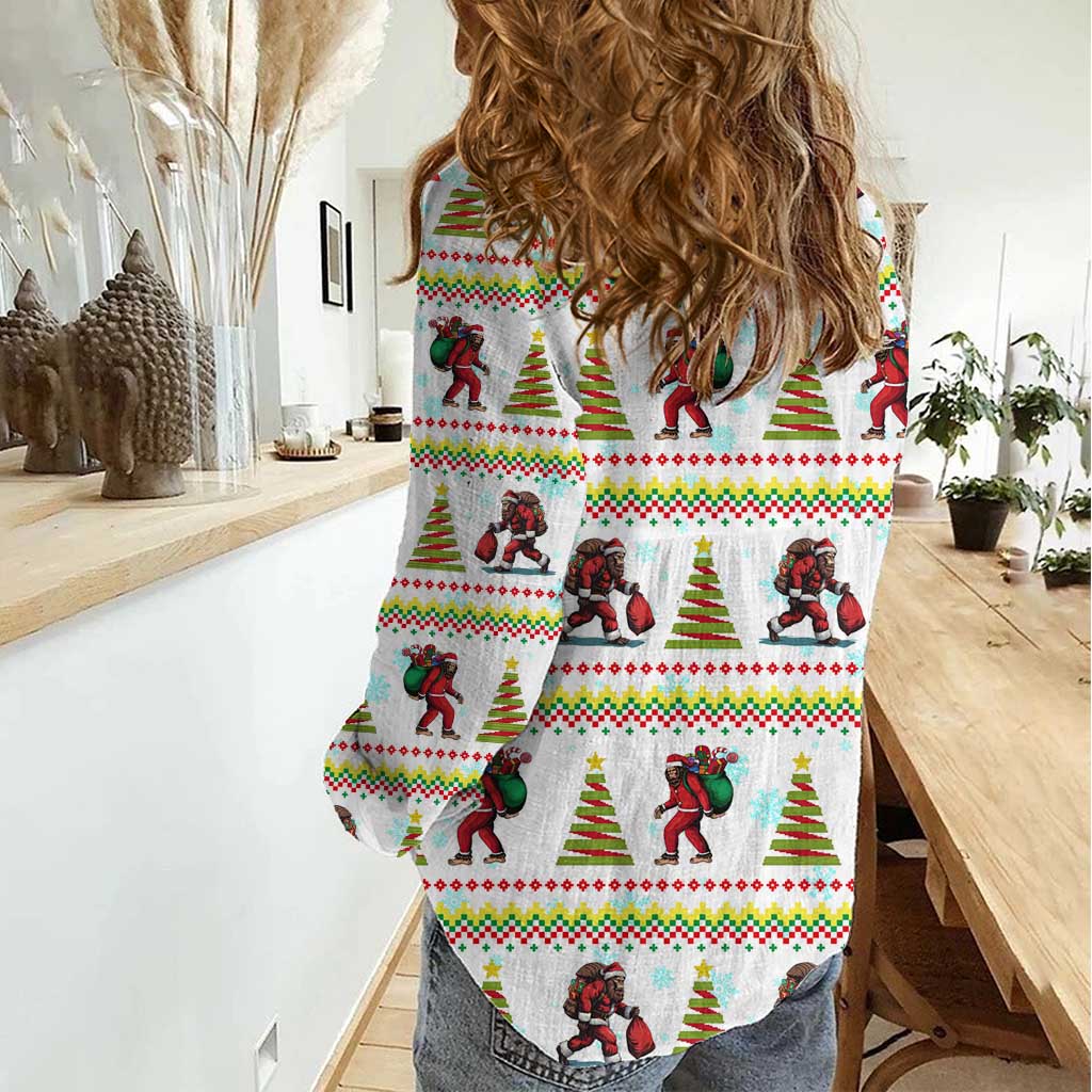 Amazing Bigfoot Christmas Women Casual Shirt Xmas Holiday Patterns - Wonder Print Shop
