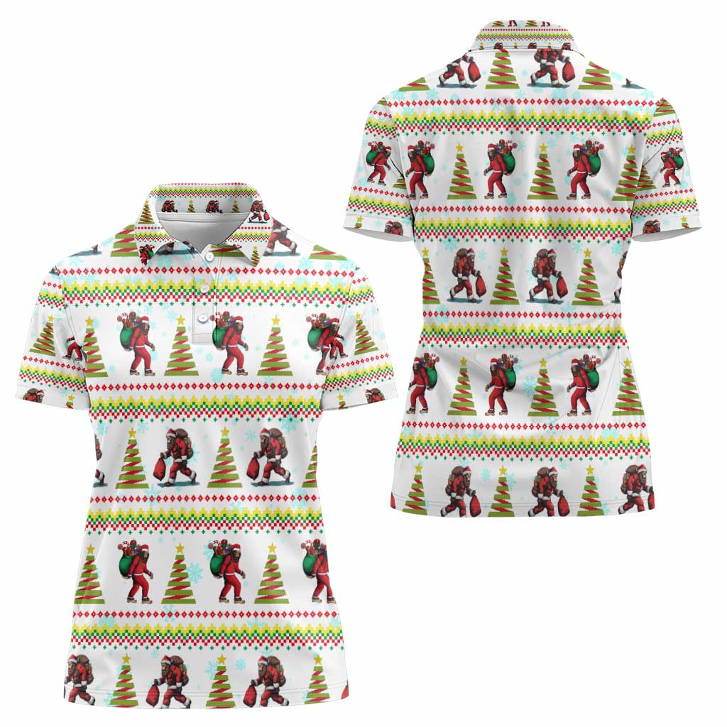 Amazing Bigfoot Christmas Women Polo Shirt Xmas Holiday Patterns - Wonder Print Shop