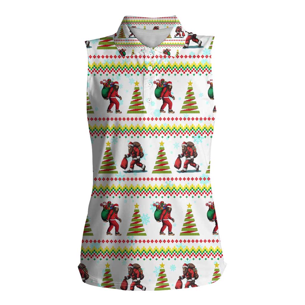Amazing Bigfoot Christmas Women Sleeveless Polo Shirt Xmas Holiday Patterns - Wonder Print Shop