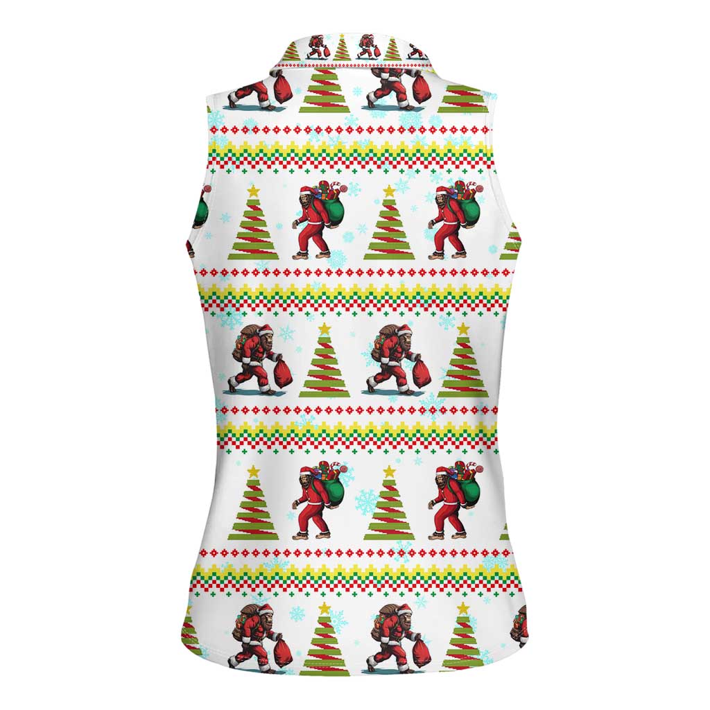 Amazing Bigfoot Christmas Women Sleeveless Polo Shirt Xmas Holiday Patterns - Wonder Print Shop