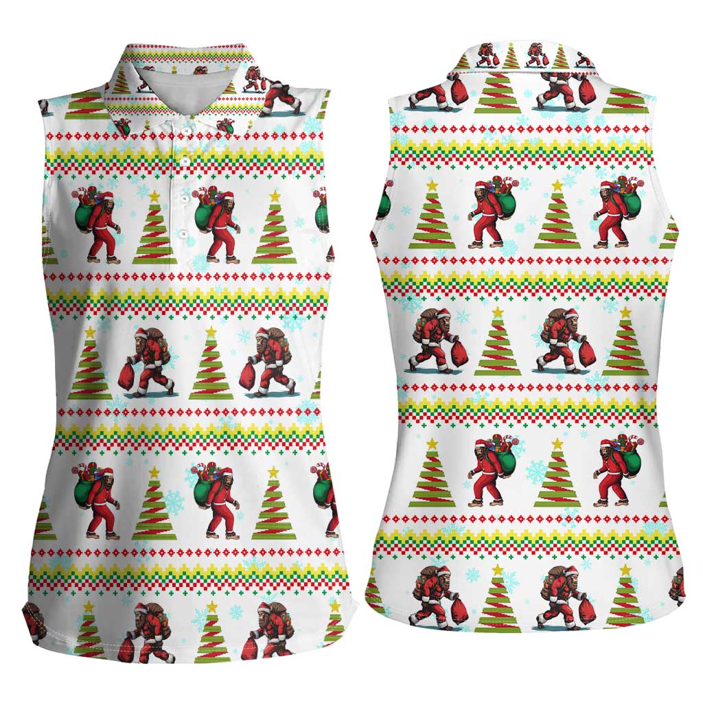 Amazing Bigfoot Christmas Women Sleeveless Polo Shirt Xmas Holiday Patterns - Wonder Print Shop