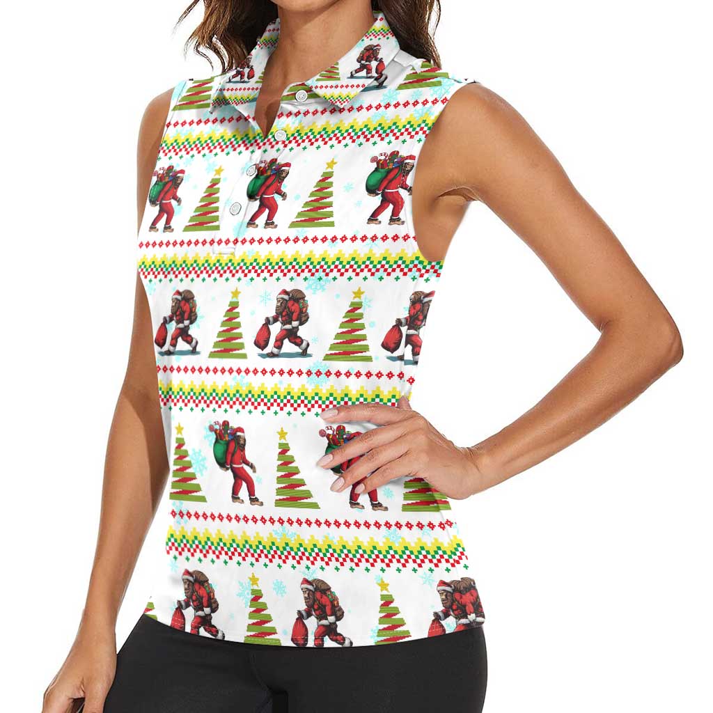 Amazing Bigfoot Christmas Women Sleeveless Polo Shirt Xmas Holiday Patterns - Wonder Print Shop