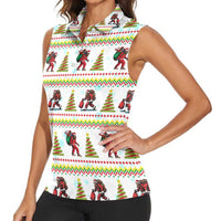 Amazing Bigfoot Christmas Women Sleeveless Polo Shirt Xmas Holiday Patterns - Wonder Print Shop