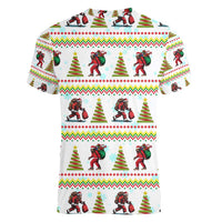 Amazing Bigfoot Christmas Women V-Neck T-Shirt Xmas Holiday Patterns - Wonder Print Shop