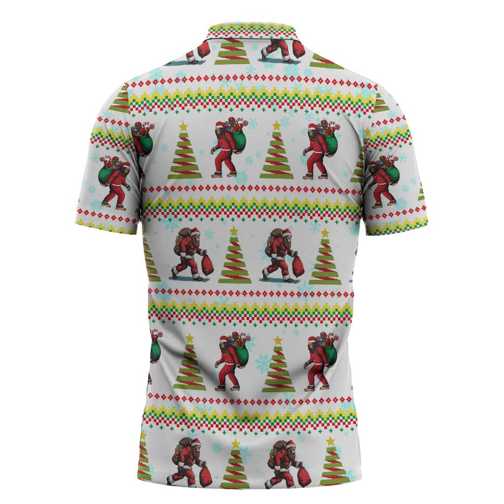 Amazing Bigfoot Christmas Zipper Polo Shirt Xmas Holiday Patterns - Wonder Print Shop