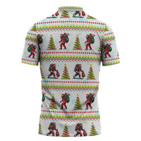 Amazing Bigfoot Christmas Zipper Polo Shirt Xmas Holiday Patterns - Wonder Print Shop